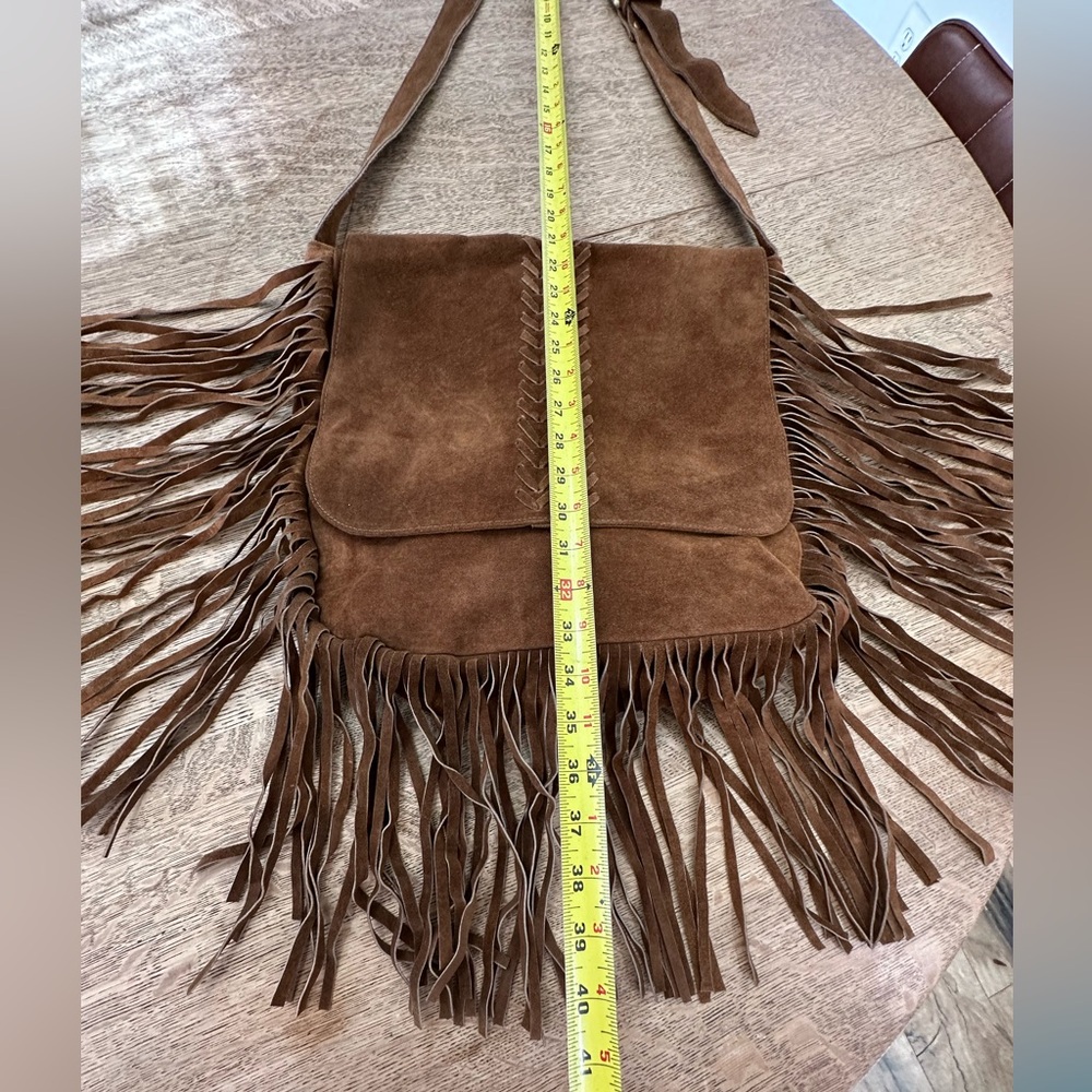 Anthropologie RAJ raj Suede Fringe Crossbody Cross Body Boho Messenger Bag - Picture 16 of 16
